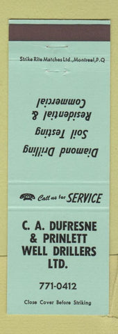 Matchbook Cover - CA Dufresne Prinlett Well Drilling Canada