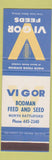 Matchbook Cover - Vigor Feeds Bodman seed North Battleford SK