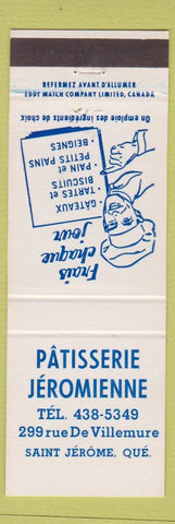 Matchbook Cover - Patisserie Jeromienne St Jerome QC