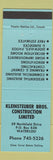Matchbook Cover - Kleinsteuber Bros Construction Waterloo ON