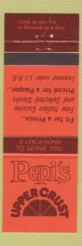 Matchbook Cover - Pepi's Upper Crust Italian Simcoe Collingwood ON