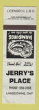 Matchbook Cover - Jerry's Place Lansdowne ON