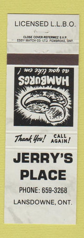 Matchbook Cover - Jerry's Place Lansdowne ON