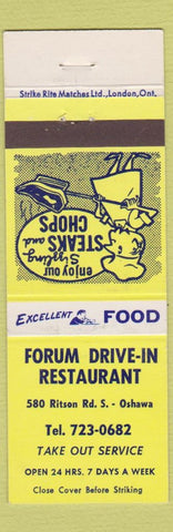 Matchbook Cover - Forum Drive In Restaurant Oshawa ON