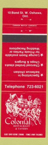 Matchbook Cover - Colonial Restaurant Oshawa ON RED