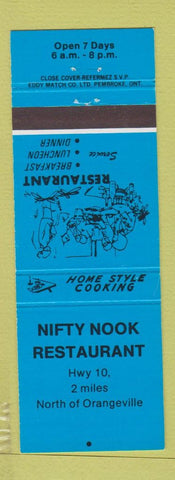 Matchbook Cover - Nifty Nook Restaurant Orangeville ON BLUE
