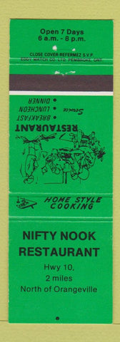 Matchbook Cover - Nifty Nook Restaurant Orangeville ON GREEN