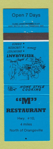 Matchbook Cover - M Restaurant Orangeville ON BLUE