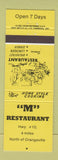 Matchbook Cover - M Restaurant Orangeville ON YELLOW