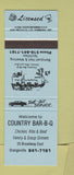 Matchbook Cover - Country BBQ Orangeville ON BLUE