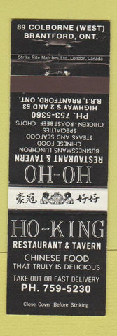 Matchbook Cover - Ho King Chinese Restaurant Brantford ON