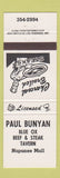 Matchbook Cover - Paul Bunyan Blue OX Beef Steak Napanee ON