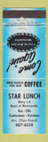 Matchbook Cover - Star Lunch Newcastle ON WEAR