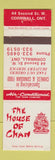 Matchbook Cover - House of Chan Chinese Conrwall ON WEAR