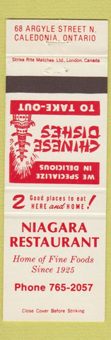 Matchbook Cover - Niagara Restaurant Chinese Caledonia ON