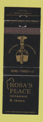 Matchbook Cover - Rosa's Place Restaurant Italian Downsview ON #1
