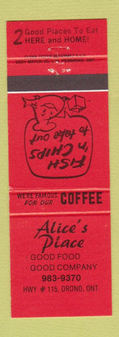 Matchbook Cover - Alice's Place Orono ON
