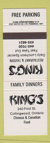 Matchbook Cover - King's Chinese Collingwood ON
