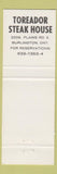 Matchbook Cover - Toreador Steak House Burlington ON