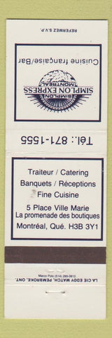 Matchbook Cover - Simplon Express Montreal QC French Restaurant