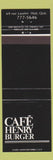 Matchbook Cover - Cafe Henry Burger Hull QC