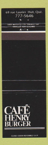 Matchbook Cover - Cafe Henry Burger Hull QC