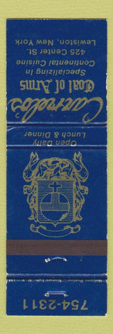 Matchbook Cover - Carmelo's Coat of Arms Lewiston NY WEAR