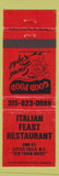 Matchbook Cover - Italian Feast Restaurant Little Falls NY WEAR