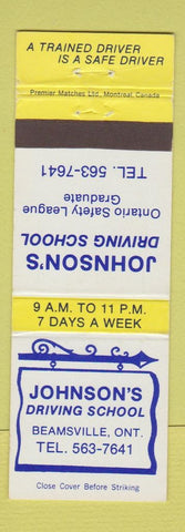 Matchbook Cover - Johnson's Driving School Beamsville ON