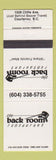 Matchbook Cover - Back Room Restaurant Courtenay BC #2