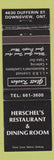 Matchbook Cover - Herschel's Restaurant Downsview ON