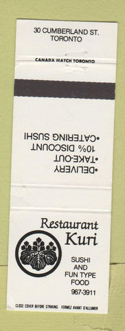 Matchbook Cover - Restaurant Kuri Sushi Toronto ON