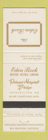 Matchbook Cover - The Eden Rock Motel Fredericton NB