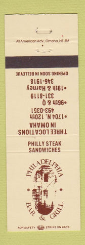 Matchbook Cover - Philadelphia Bar Grill Omaha NE