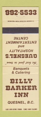 Matchbook Cover - Billy Barker Inn Quesnel BC
