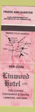Matchbook Cover - Linwood Hotel ON
