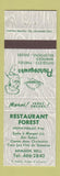 Matchbook Cover - Restaurant Forest Armagh Bellechasse QC