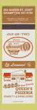 Matchbook Cover - Queen's Pizzeria Pizza Brampton ON Volkswagen
