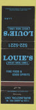 Matchbook Cover - Louie's West Side Grill Burlington ON