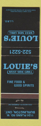 Matchbook Cover - Louie's West Side Grill Burlington ON