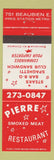 Matchbook Cover - Pierre Smoked Meats Toronto?