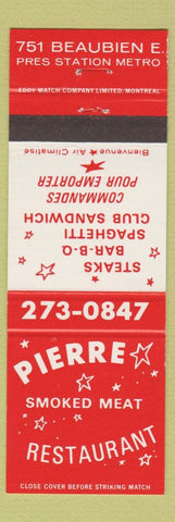 Matchbook Cover - Pierre Smoked Meats Toronto?