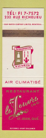 Matchbook Cover - Restaurant Le Tlouvre St Jean QC WEAR