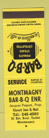 Matchbook Cover - Montmagny BBQ QC