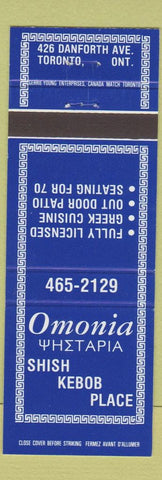 Matchbook Cover - Omonia Shish Kebob Place Toronto ON