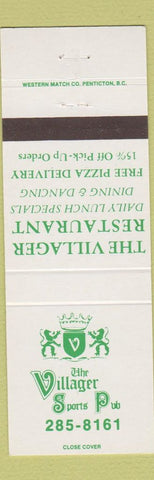 Matchbook Cover - Villager Sports Pub Pizza