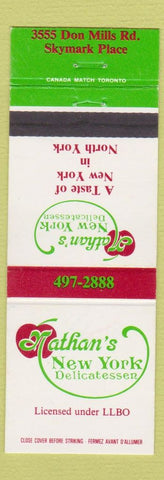 Matchbook Cover - Nathan's New York Deli Toronto ON