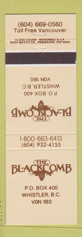 Matchbook Cover - The Blackcomb Whistler BC