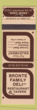 Matchbook Cover - Bronte Family Deli ON WEAR