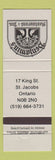 Matchbook Cover - Benjamin's Restaurant Inn St Jacobs ON